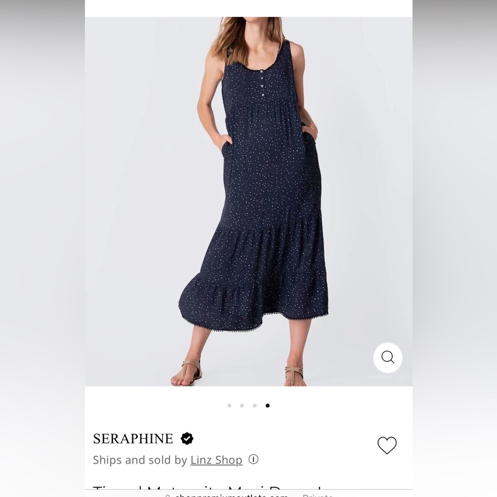 Seraphine maternity US size 6 black polka dot tiered sundress like new